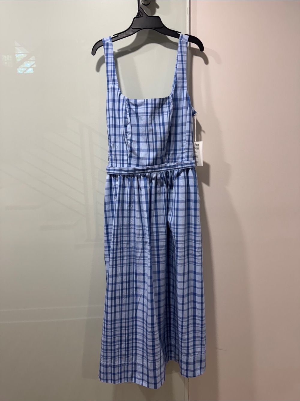 Free Assembly Blue Plaid Midi Dress